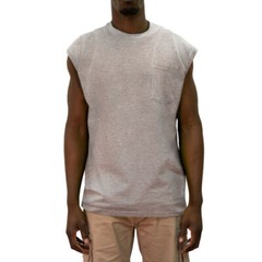 Key Sleeveless Pocket T. Key Mens No Sleeves Pocket T, 823 Grey