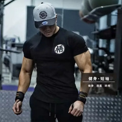 Gym Short Sleeve Fashion Japanese Anime Tops Tee Shirts Hip-Hop Unisex 100%Cotto