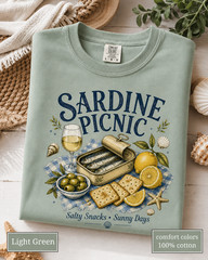 Sardine Picnic Comfort Colors Shirt, Vintage Coastal Seafood Summer Tee
