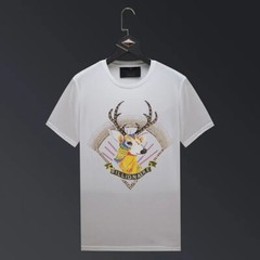 New Fashion Deer Rhinestones Summer Short Sleeve Luxury Men Streetwear T-Shirt