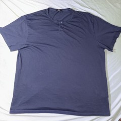 Quince Mens Tee Shirt Size XXL Blue Henley Stretch Comfort