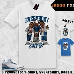 Tee Shirt Matching AJ 3 OG True Blue 2026 Match Sneaker Everybody Eats B T-Shirt