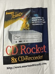 Vintage 90s CD Rocket 8X CD Recorder Tech Promo T Shirt White Stedman XL
