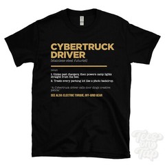 Cybertruck Driver T-Shirt – Funny Dictionary Style – stainless-steel futurist