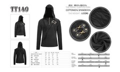 Personality Men’s Gothic Hooded Casual T-shirt Irregular Stitching Slim Fit Tops