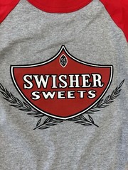 Vintage 90s Tobacco Swisher Sweets Cigar T Shirt Size XL Henley Gray Red RARE