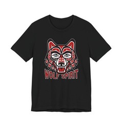 Wolf Spirit T-Shirt | Red & Black Indigenous Formline Wolf Head Tee Shirt