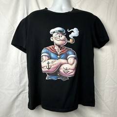 Novelty T Shirt Large Black Short Sleeve Cotton Gift Fashion Trend Popeye