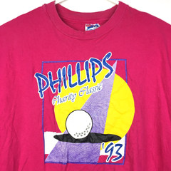 Vtg 1993 Phillips Charity Classic Tennis T Shirt XL Single Stitch Magenta 44 in