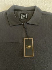 CASA MODA Couture Men’s Zip-Front Polo Shirt Black Quarter-Zip Front Closure