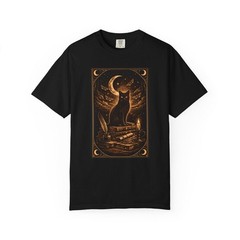 Gothic Mystic Black Cat Tarot T-shirt | Witchy Dark Academia Dark