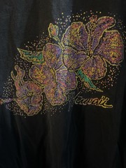 Vintage Hawaii Hibiscus Flower Graphic T-Shirt Black Cotton Made in Mexico
