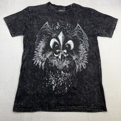 Brisco Brands Men’s Graphic T-Shirt Size M Black Owl Fleur-de-lis Print Casual