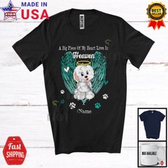 Custom Name Big Piece Of Heart In Heaven, Lovely Memories Bichon Frise T-Shirt