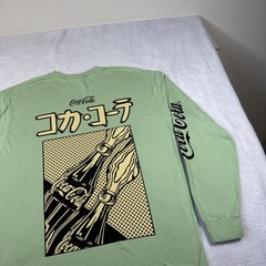 Coca Cola PacSun Medium Green Long Sleeve Vintage Graphic Logo Tee Skate Retro
