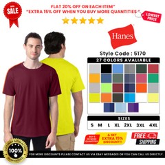 Hanes 5170 Unisex Cotton/Poly Short Sleeve Ecosmart Tshirt Crew Neck T-Shirt
