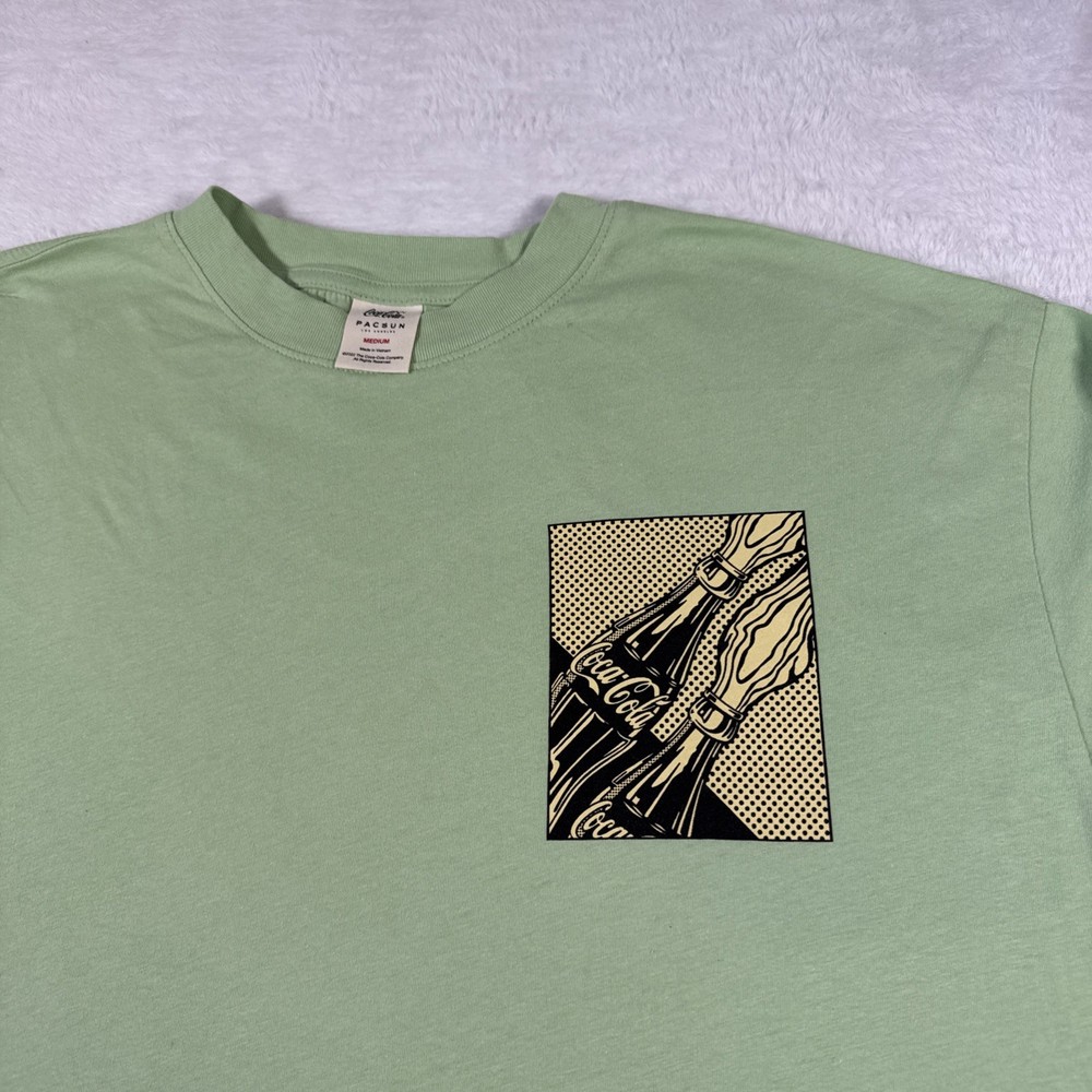 Coca Cola PacSun Medium Green Long Sleeve Vintage Graphic Logo Tee Skate Retro