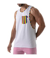 Camisole TOF PARIS Pride Tank Top Rainbow Pattern Sewn In Soft Cotton Jersay 22