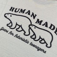 Human Made T Shirt Mens L White Slub Loopwheel Cotton Bears 2023 Futuristic
