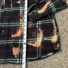Custom Bleached Flannel Kurt Cobain Nirvana Patch Shirt Grunge Distressed XL