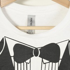 Gildan Men’s 2XL White & Black Short Sleeve Tuxedo Graphic Print Funny T-Shirt