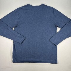 Patagonia Navy Blue Heathered Henley Long Sleeve Mens Medium 100% Organic Cotton