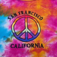 Men’s Large Vintage GOGO Tie Dye San Francisco Shirt Embroidered Peace Sign