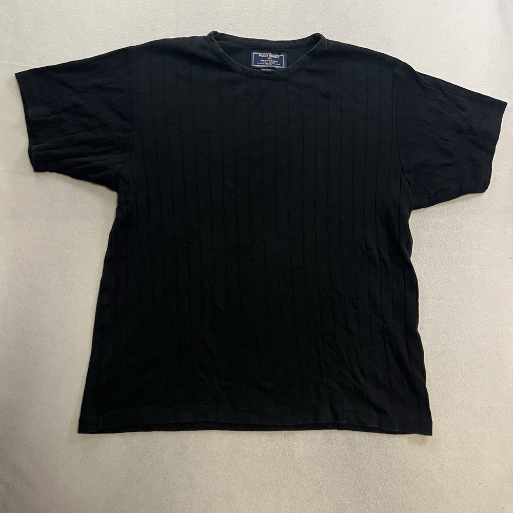 Vintage 90s Polo Sport Ralph Lauren T-Shirt Men’s Large Black Ribbed Sportsman
