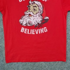 Don’t Stop Believing Santa Shirt Mens XL Red Holiday Time Christmas Tee