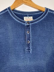 Lucky Brand Men’s Blue Waffle Knit Thermal Henley Shirt Long Sleeve Medium