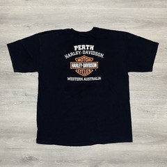 Harley Davidson T-Shirt XXL Mens Double Sided Black Shirt 2XL Perth Australia