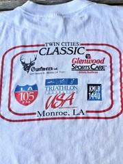 Vintage 90s Single Stitch T-Shirt Mens L White Twin Cities Duathlon Monroe LS