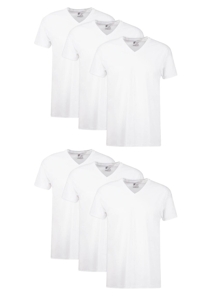 Hanes Mens Cotton, Moisturewicking Vneck Tee Undershirts, Multiple Packs And