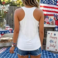 USA Est Floral Patriotic Design Graphic Tank Top