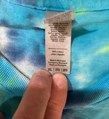 Gildan Heavy Cotton Tye Dye T Shirt Size 2XL Teal Blue Yellow Green Distressed
