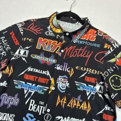 Rock Band Logo Button Up Shirt Men’s Small Black Graphic Short Sleeve