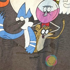 Regular Show T-Shirt Medium Heather Gray Port & Company Cartoon Network Graphic