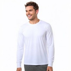 COUVER Men’s Cotton Ribbed Cuff Crew Neck Long Sleeve T-Shirt, 1 Piece