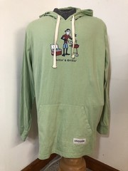 Life is Good Mens XL Longsleeved Hooded Tee Shirt Chillin Grillin Green Pouch