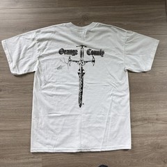 Vintage Y2K OCC Orange County Choppers Sword Mens White Shirt L READ Singed?