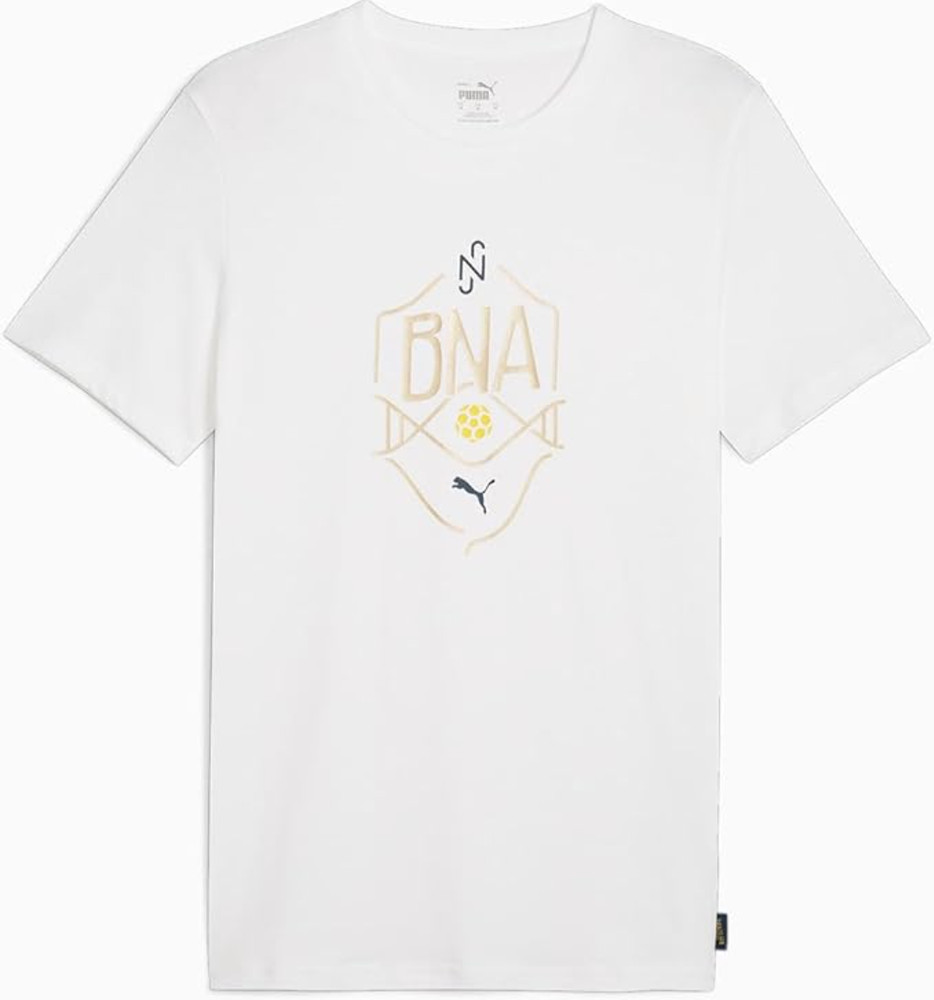 Puma Men’s Neymar JR BNA Logo Tee in White/Sand Dune Size L NWT