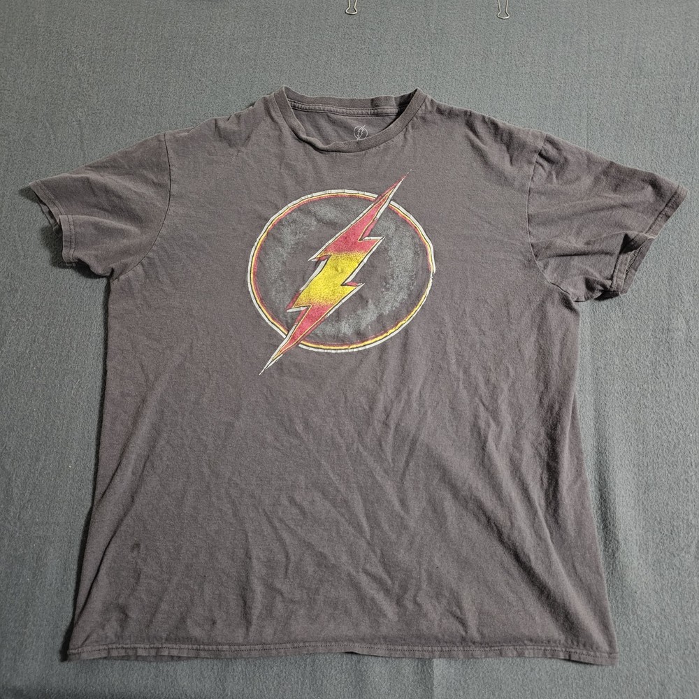 The Flash XL 2020 Flash Logo Faded Black Graphic Short Sleeve T-Shirt