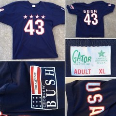 Bush 43 President George W Bush Jersey Style T Shirt Gator Size XL Made In USA