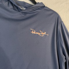 Panama Jack Mens Size M Blue Hooded Long Sleeve Tshirt Fishing Swim Shirt