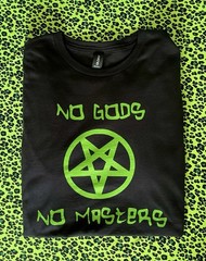 No Gods No Masters Unisex T Shirt Punk Rock/Heavy Metal Green Pentagram Design