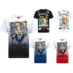 Victorious Men’s Casual Fearless and Savage Tiger Print T-Shirt TS7458 TS7469