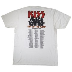 Kiss End Of The Road Mens Graphic T-Shirt White Short Sleeve Crew Neck