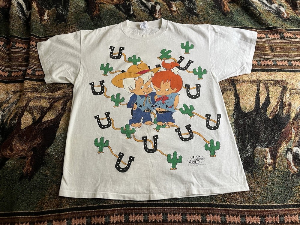 Vintage 1994 AOP Bam-Bam & Pebbles Western T-Shirt