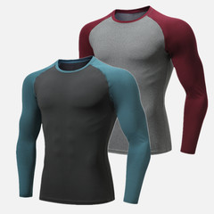 2 Packs Athletic Long Sleeve Compression Shirts Dry Fit Sports Gym Shirt for Men
