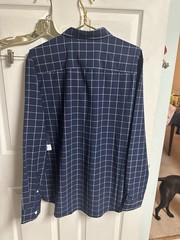 St. John’s Bay Button Up Shirt CLASSIC Easy Care Blue Plaid Quick Dry Large 46w